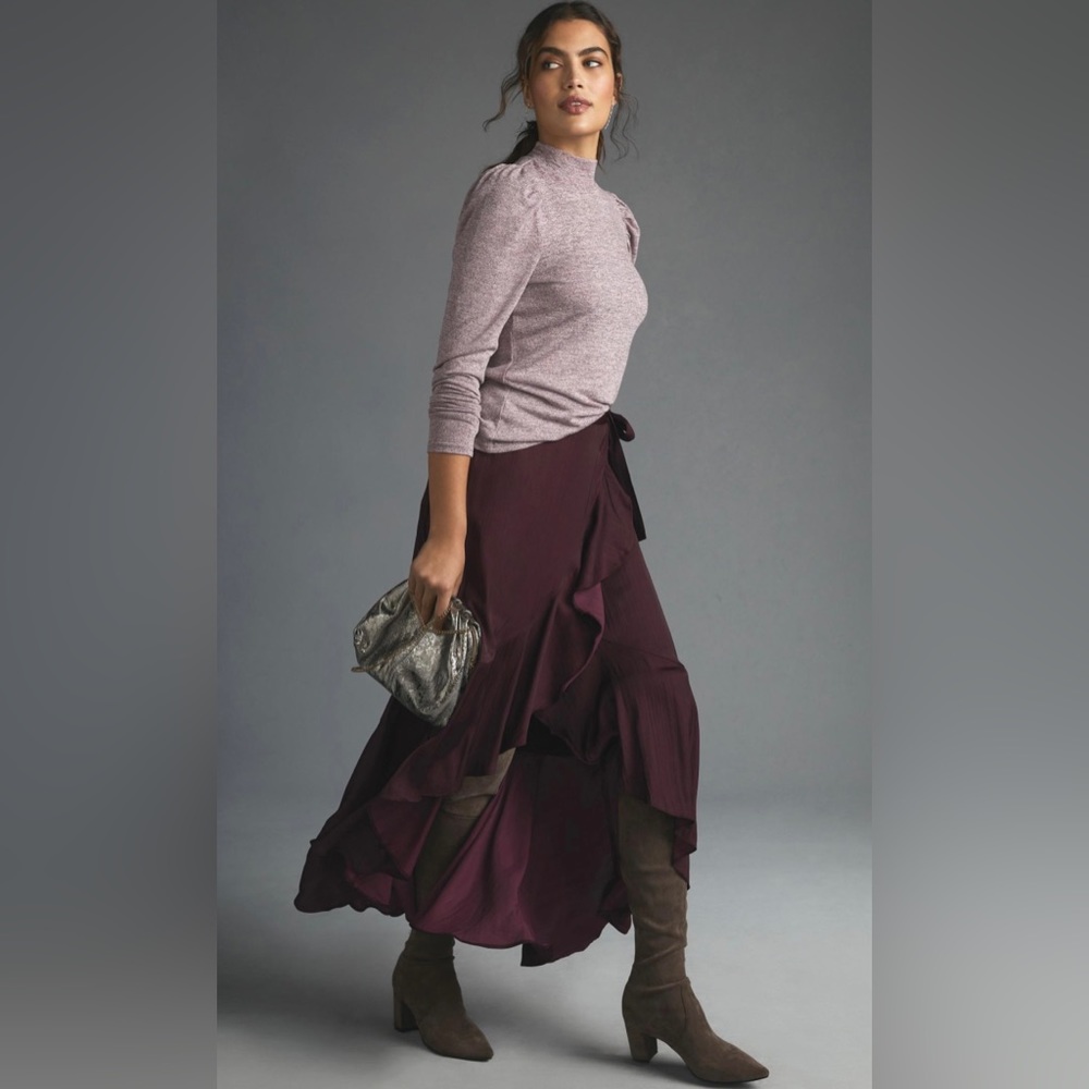 NWT Anthropologie Dolan Puff-Sleeve Mock Neck Top